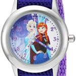 DISNEY Girl’s Frozen Anna’ Quartz Stainless Steel and Nylon Casual Watch, Color:Purple (Model: WDS000193)