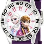 Disney Kids’ W002437 Frozen Elsa & Anna Time Teacher Analog Display Analog Quartz Purple Watch