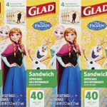 Glad Zipper Food Storage Sandwich Bags – Disney Frozen – 120 Count – (Pack of 3)