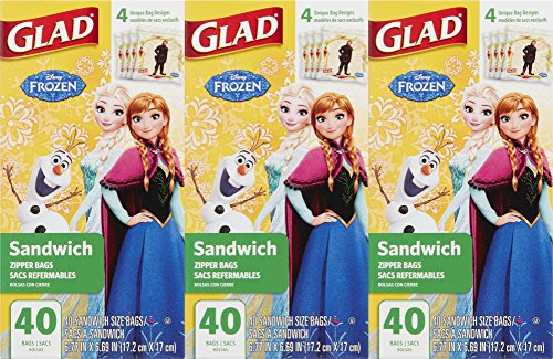 Glad Zipper Food Storage Sandwich Bags – Disney Frozen – 120 Count ...