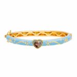 Disney Frozen Jewelry, Sisters Elsa & Anna “Let It Go” Blue and Gold Plated Heart Bangle Bracelet