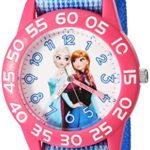Disney Girl’s ‘Frozen’ Quartz Plastic and Nylon Watch, Color:Blue (Model: W002992)