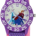 DISNEY Girls Frozen Elsa Analog-Quartz Watch with Nylon Strap, Purple, 15 (Model: WDS000176