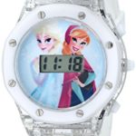 Disney Kids’ FZN3556 Frozen Anna and Elsa Watch With White Rubber Band