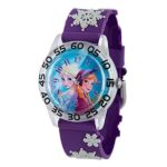 Disney Frozen Anna and Elsa Girls’ Plastic Time Teacher Watch