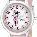 Disney Kids’ W000038 Minnie Mouse Time Teacher Stainless Steel Watch with Pink Leather Band