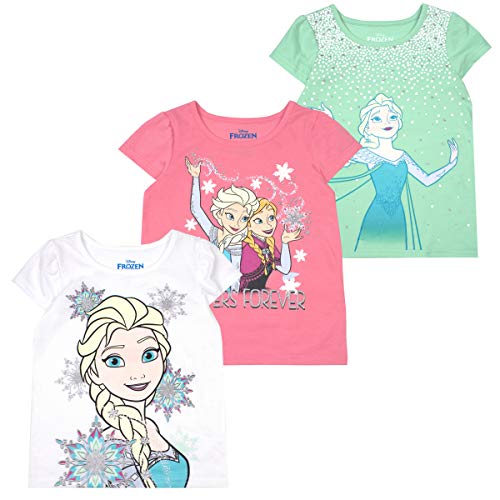 Disney Princess T-Shirts for Girls – 3 Pack Short Sleeve Graphic Tees ...