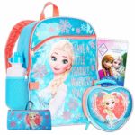 Disney Frozen Backpack Set for Girls ~ 5 Pc Deluxe 16″ Frozen Backpack with Lunch Bag, Stickers, and More (Frozen School Supplies)