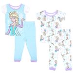 Disney Baby Girls Frozen 4-Piece Cotton Pajama Set, White/Blue, 12M