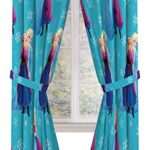 Jay Franco Disney Frozen Swirl 84″ inch Drapes 4 Piece Set – Beautiful Room Décor & Easy Set up, Bedding Features Anna & Elsa – Window Curtains Include 2 Panels & 2 Tiebacks (Official Disney Product)