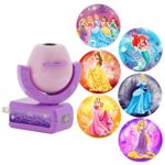 Projectables Disney Princess 6-Image LED Night Light Projector, Dusk-to-Dawn Sensor, Project Princesses Cinderella, Ariel, Aurora, Belle, & Rapunzel on Ceiling, Wall, or Floor, Pink/Purple, 11738