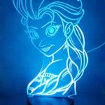 Princess Elsa 3D Night Light LED Illusion Lamp Bedside Desk Table Lamp, Loveboat 7 Color Changing Lights with Acrylic Flat & ABS Base & USB Charger as Home Decor and A Best Gift
