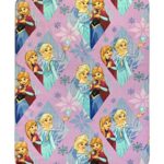 Disney Frozen Lilac Diamond Plush 40″ x 50″ Travel Blanket with Ana & Elsa (Official Disney Product)