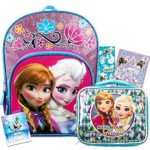 Disney Frozen Backpack Set for Girls Kids ~ Deluxe 16 Inch Frozen Backpack with Lunch Bag and Stickers (Frozen School Supplies)