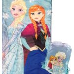 Jay Franco Disney Frozen Sparkle Slumber Sack – Cozy & Warm Kids Lightweight Slumber Bag/Sleeping Bag – Featuring Ana and Elsa (Official Disney Product)