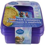 Disney Frozen Sandwich Container BPA Free Plastic Multi-Purpose Food Storage w/Lid Bread Packed Snack Food Box Case Microwave Freezer Dishwasher Safe Disney Frozen Kids Collection (2 Items)