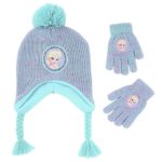 Disney Girls’ Little Frozen Elsa Hat and Gloves Cold Weather Set, purple/blue, Age 4-7