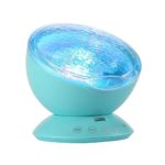 TOMNEW Mermaid Decor Remote Control Night Light Ocean Wave Projector 7 Colorful Ceiling Mood Lamp with Bulit-in Speaker Music Player for Baby Adults Bedroom Living Room (Blue)