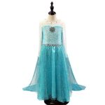 Debispax Toddler Little Girls Anna Princess Fancy Dress Up Costume Frozen Elsa Disney Princess Snow Clothes for Girls Birthday Halloween Costume Size 5t (Blue 140)