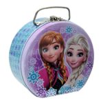 Disney Frozen Anna & Elsa Kids Lunch Box Semi-round Shaped Tin Boxes with Clasp Handle, Reusable Stylish Metal Food Snack Storage Container for School & Travel, Preschool & Toddler Girls Play