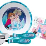 Zak! Designs Kids 3pc Mealtime Set Featuring Disney Frozen! Includes Elsa & Anna Bowl, Fork & Spoon! BPA Free! Plus Bonus Frozen Character Stickers!