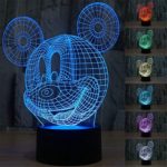 3D Mickey Mouse LED Night Light Touch Table Desk Lamp for Kids Gift, Elstey 7 Colors 3D Optical Illusion Lights with Acrylic Flat & ABS Base & USB Charger