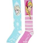 Disney Anna and Elsa Frozen Knee High Socks, Aqua/Pink, Large 3/10, 2 Pairs