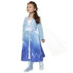 Disney Frozen 2 Elsa Adventure Dress Girls Costume Features Ice Crystal Winged Cape, Sleek Dress Cut with Glittery, Frosty Trim – Fits Sizes 4-6X, For Ages 3+