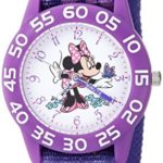 DISNEY Girls Minnie Mouse Analog-Quartz Watch with Nylon Strap, Purple, 16.2 (Model: WDS000498)