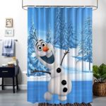DISNEY COLLECTION Shower Curtain Cartoon Disney Frozen Holiday Ice Movie Olaf Snowman Winter Bathroom Shower Curtains with Hooks