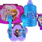Disney Frozen Elsa and Anna Lunch Gift Set Includes Water Bottle , Sandwich Container, Snack Container,utensils, and Handy Clip on Hand Sanitizer Back to School Lunch Gift SET