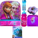 Disney Frozen Anna, Elsa and Olaf 2 Compartment Lunch Box with Disney Frozen Pull-top Water Bottle, Disney Frozen Sandwich Container , Snack Container, Utensils and Disney Frozen Crust Cutter