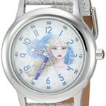 Disney Girls’ Frozen 2 Stainless Steel Analog Quartz Watch with Patent Leather Strap, White, 15 (Model: WDS000799)