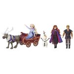 Disney Frozen Sledding Adventures Doll Pack, Includes Elsa, Anna, Kristoff, Olaf, and Sven Fashion Dolls with Sled Toy Inspired by the Disney Frozen 2 Movie