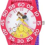 DISNEY Girls Princess Belle Analog-Quartz Watch with Nylon Strap, Pink, 16 (Model: WDS000223)