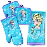 Disney Frozen Elsa Kitchen Set – 2 Piece Set with Oven Mitt, 2 Pot Holders, and Towel Set (Disney Frozen Elsa Kitchen Set)