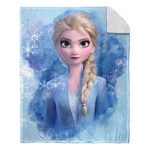 NORTHWEST ENTERPRISES Silk Touch Sherpa Throw Disney Frozen 2 Elsa Blue