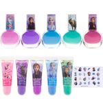 Townley Girl Disney Frozen 2 Super Sparkly Cosmetic Set with Lip Gloss, Nail Polish and Nail Stickers – 11 Pack