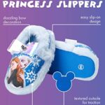 Disney Girls? Slippers ? Disney Princess and Frozen Fuzzy Slippers (Toddler/Little Girl) (Frozen Blue, 7-8 Toddler, numeric_7)