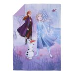 Disney Frozen 2 Lavender, Light Blue and Purple Forest Spirit 4 Piece Toddler Bed Set – Comforter, Fitted Bottom Sheet, Flat Top Sheet, Reversible Pillowcase