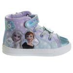 Disney Frozen Shoes for Girls – Girls high top Sneakers – Princess Ana and elsa Shoes- Casual Canvas Characters Slip on Tennis Athletic (Light Blue Lilac) (Size 9 Toddler)