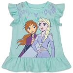 Disney Frozen Elsa Princess Anna Toddler Girls Graphic T-Shirt and Shorts Outfit Set Tie Dye White Stripe 4T