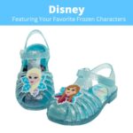 Disney Frozen Elsa Shoes – Girls Jelly Sandals – Mary Jane Flats Kids Baby Character Princess Dress Costume Ballet Summer Slides Clear Beach Water Slip On – Blue Aqua (7 Toddler)