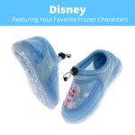 Disney Frozen Water Shoes for Girls- Pool Aqua Socks for Kids- Anna Elsa Sandals Princess Bungee Waterproof Beach Slides Sport Character Summer Slip-on Quick Dry – Light Blue (Size 7-8 Toddler)