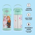 THERMOS FUNTAINER 12 Ounce Stainless Steel Vacuum Insulated Kids Straw Bottle, Frozen 2