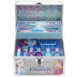 Disney Frozen – Townley Girl Train Case Cosmetic Makeup Set Includes Lip Gloss, Eye Shimmer, Brushes, Nail Polish Accessories & more! for Kid Girls, Ages 3+ perfect for Parties, Sleepovers & Makeovers