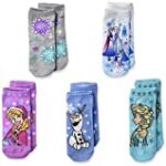 Disney Frozen Girls 5 Pack Shorty, assorted sherbet, Fits Sock Size 6-8.5 Fits Shoe Size 7.5-3.5