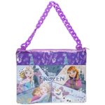 Disney Frozen – Townley Girl Fashion Chain Bag with Peel- Off Nail Polish, Eyeshadow, Hair Accessories, Hair Brush and More, with Rainbow Chain for Girls, Ages 3+