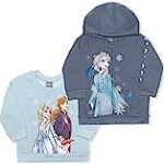Disney Princess Girl’s 2 Piece Zip Up Hoodie, and Long Sleeve Shirt Set for Toddler and Little Kids Blue