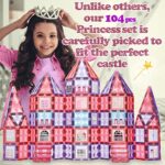 104 PCS Cinderella Princess Castle Magnetic Tiles Building Blocks Set 3D – Sensory STEM Educational Construction Toddler Kid Toys – Pink Doll House Girl Birthday Gift for Ages 3 4 5 6 7 8 Year Old